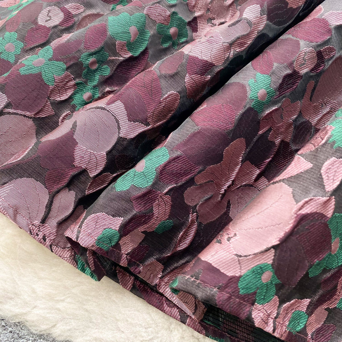 Courtly Satin Patchwork Floral Dress