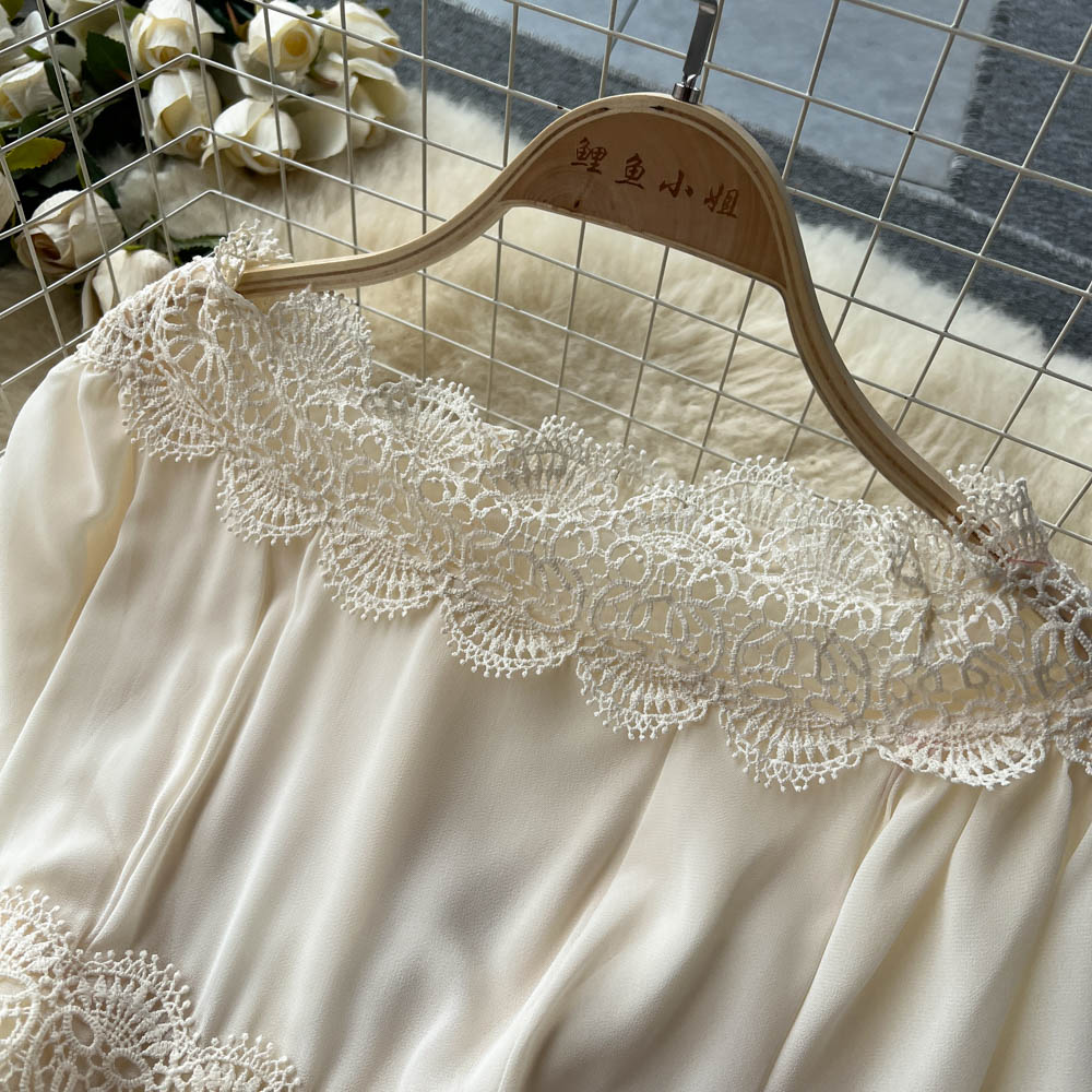 Niche Off-shoulder Crochet Lace Dress