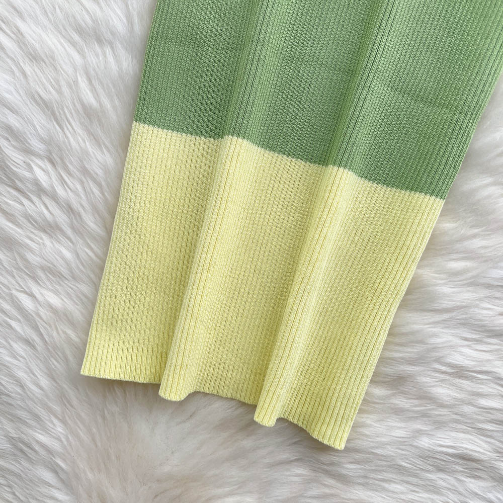 Color Blocking Knitted Hip-wrapping Dress