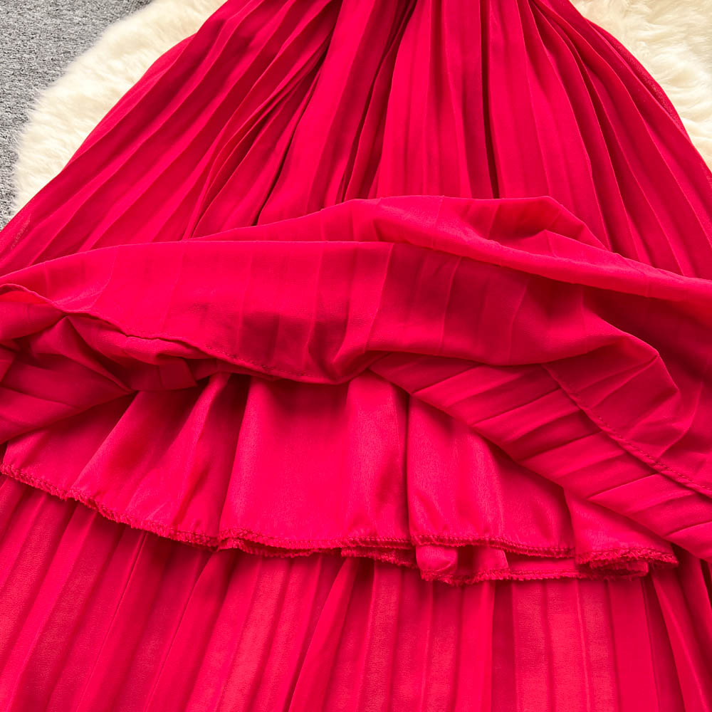 Solid Color Chiffon Dress with Belt