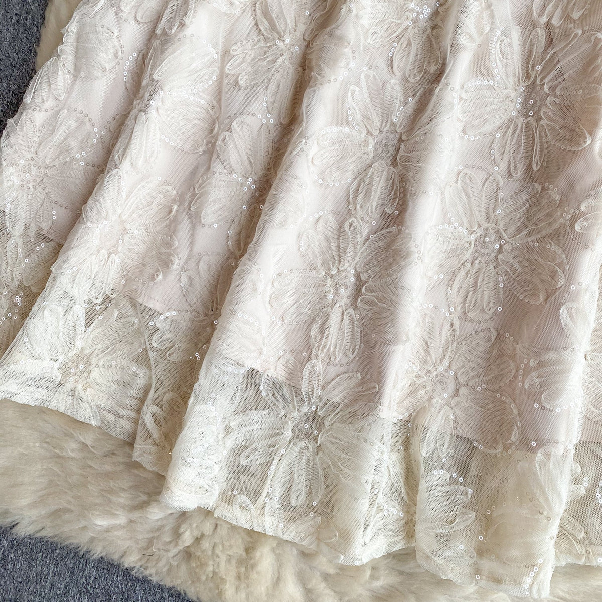Elegant Sequined Floral Embroidered Dress