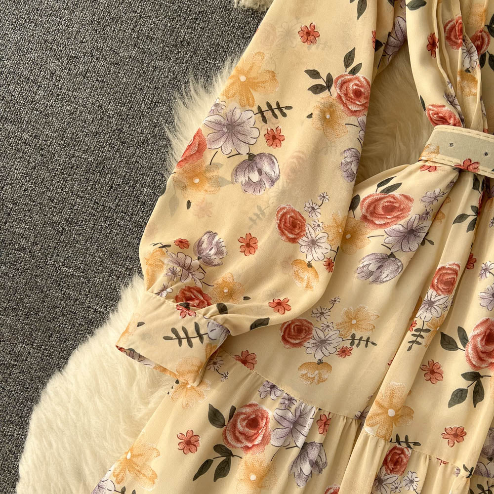 Fairy V-neck Chiffon Floral Dress