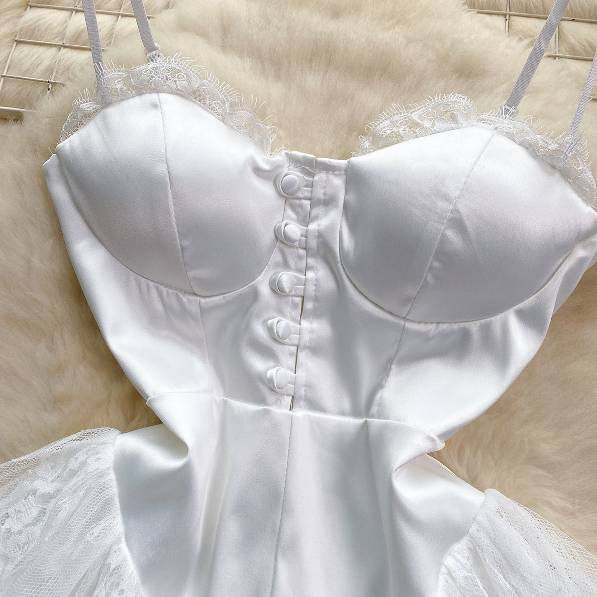 High-end Lace Puffy Slip Dress