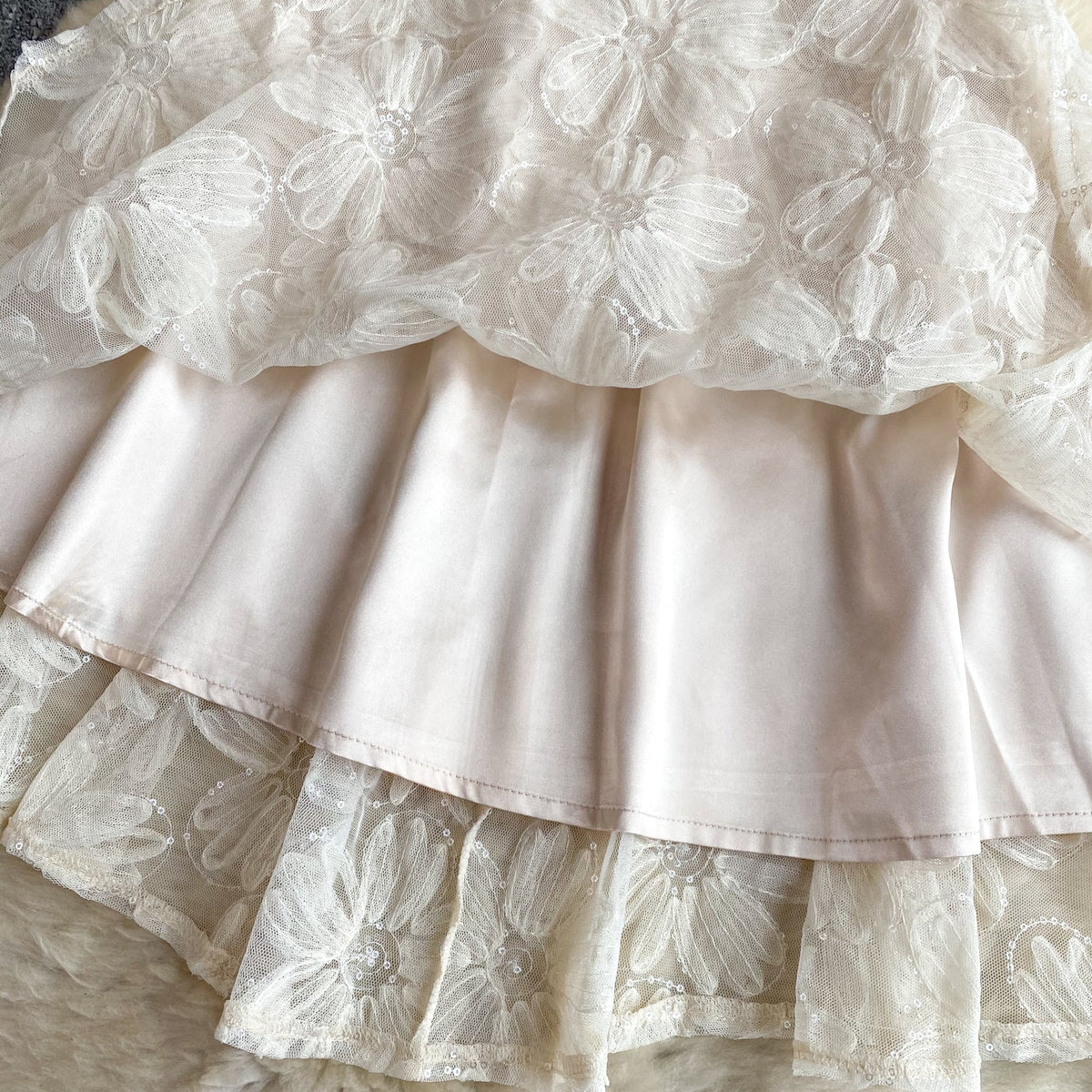 Elegant Sequined Floral Embroidered Dress