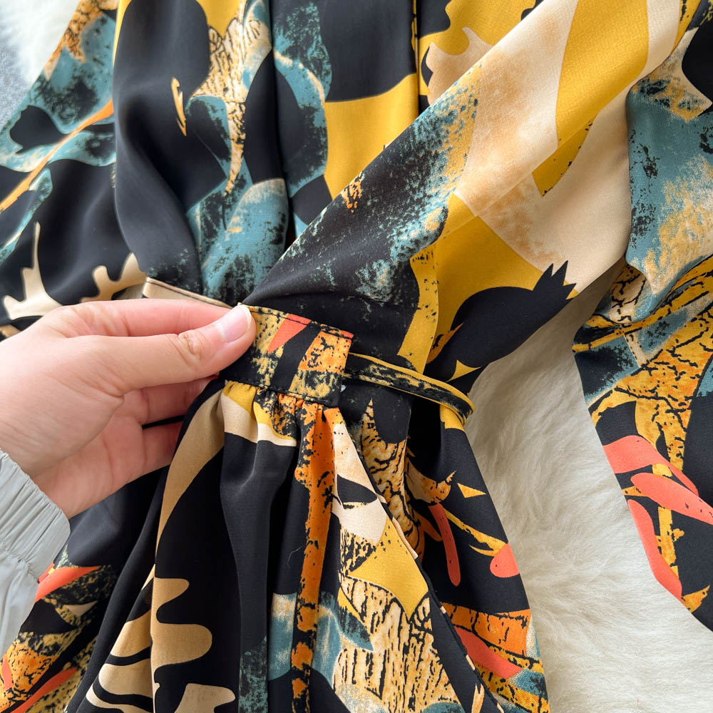 French Style Floral Printed Chiffon Dress