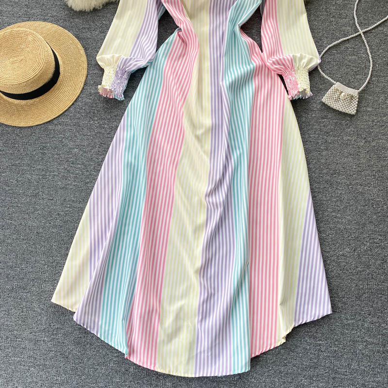 Color Blocking Striped Shirt Dress