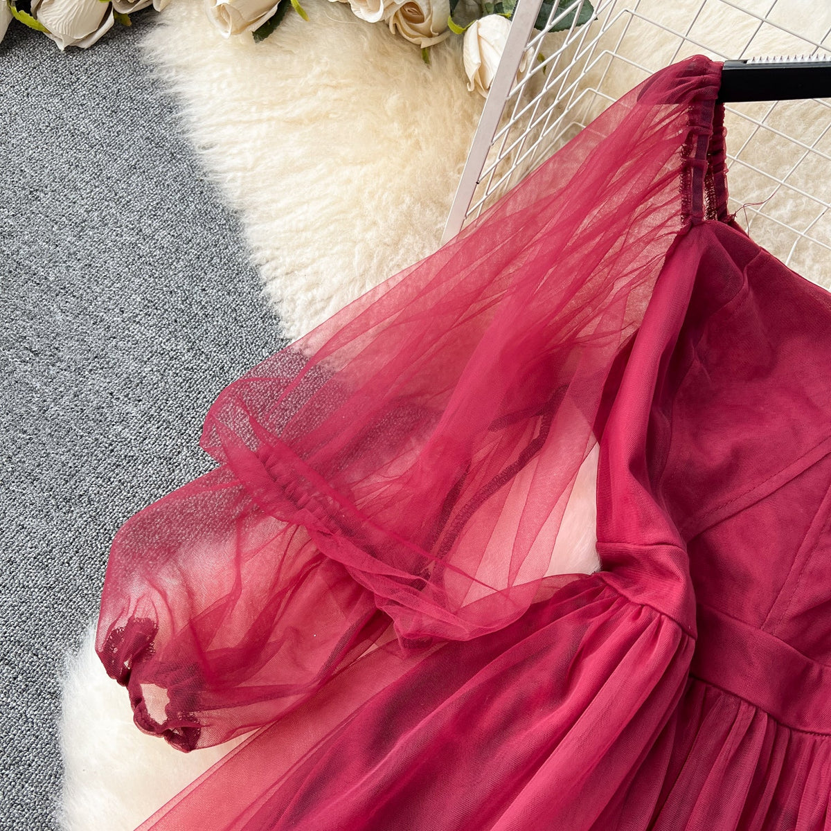 Solid Color Fairy Mesh Dress