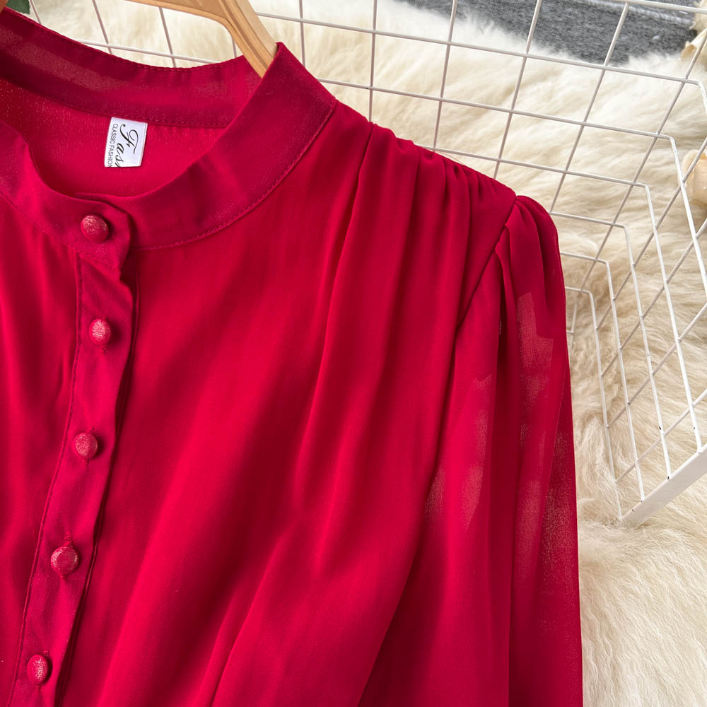 Vintage Single Breasted Chiffon Dress