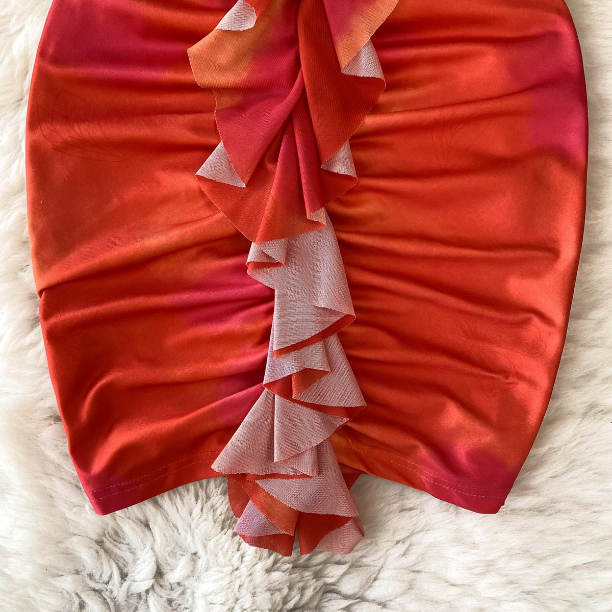 Hollowed Ruffle Backless Halter Dress