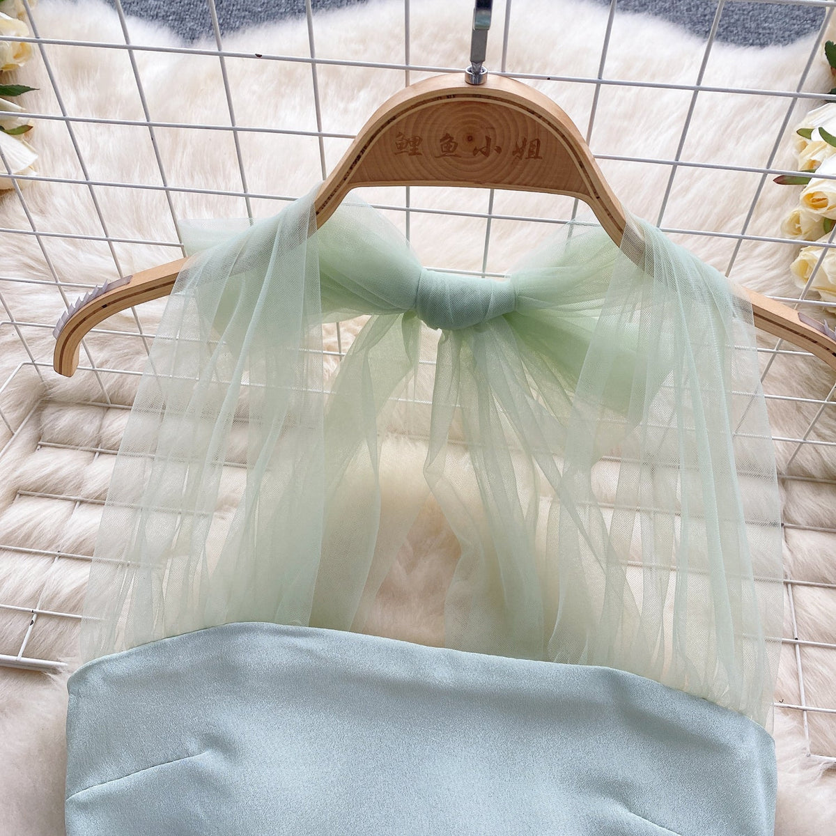 Fairy Sleeveless Mesh Patchwork Halter Dress