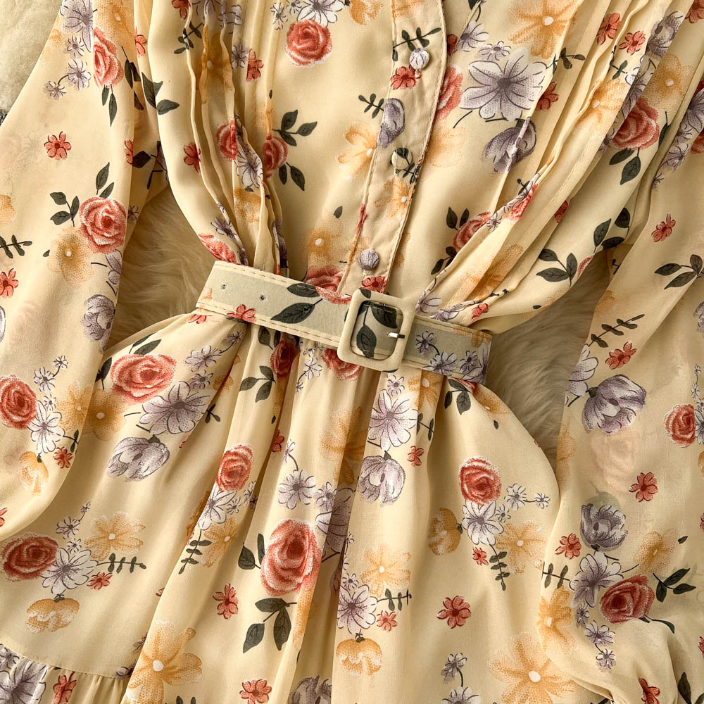 Fairy V-neck Chiffon Floral Dress