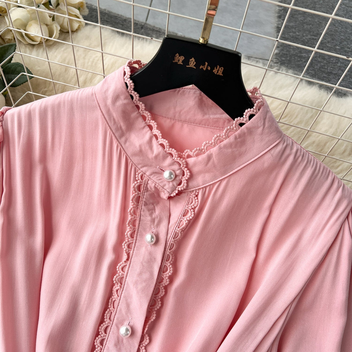 French Style Lace Patchwork Shirt Dress