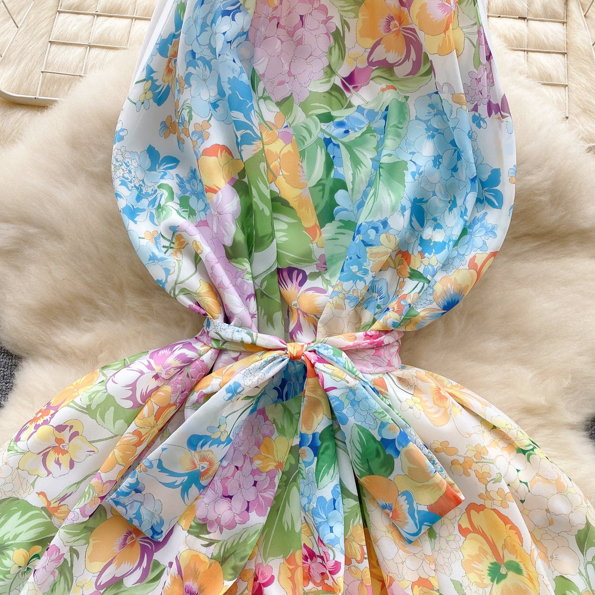 Fairy Ruffled Floral Halter Dress