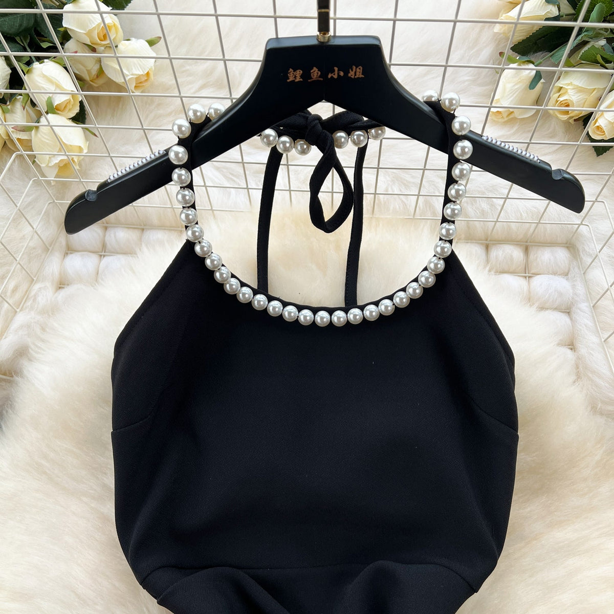 Simple Design Beaded Halter Dress
