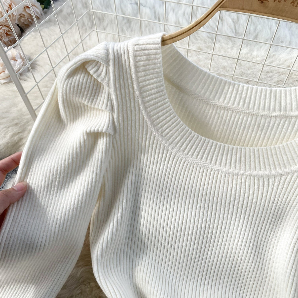 Simple Design Crew Neck Knitted Dress