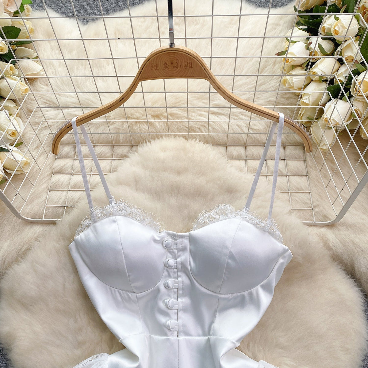 High-end Lace Puffy Slip Dress