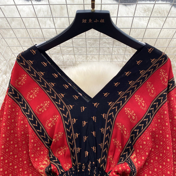 Ethnic Style Printed A-line Dress