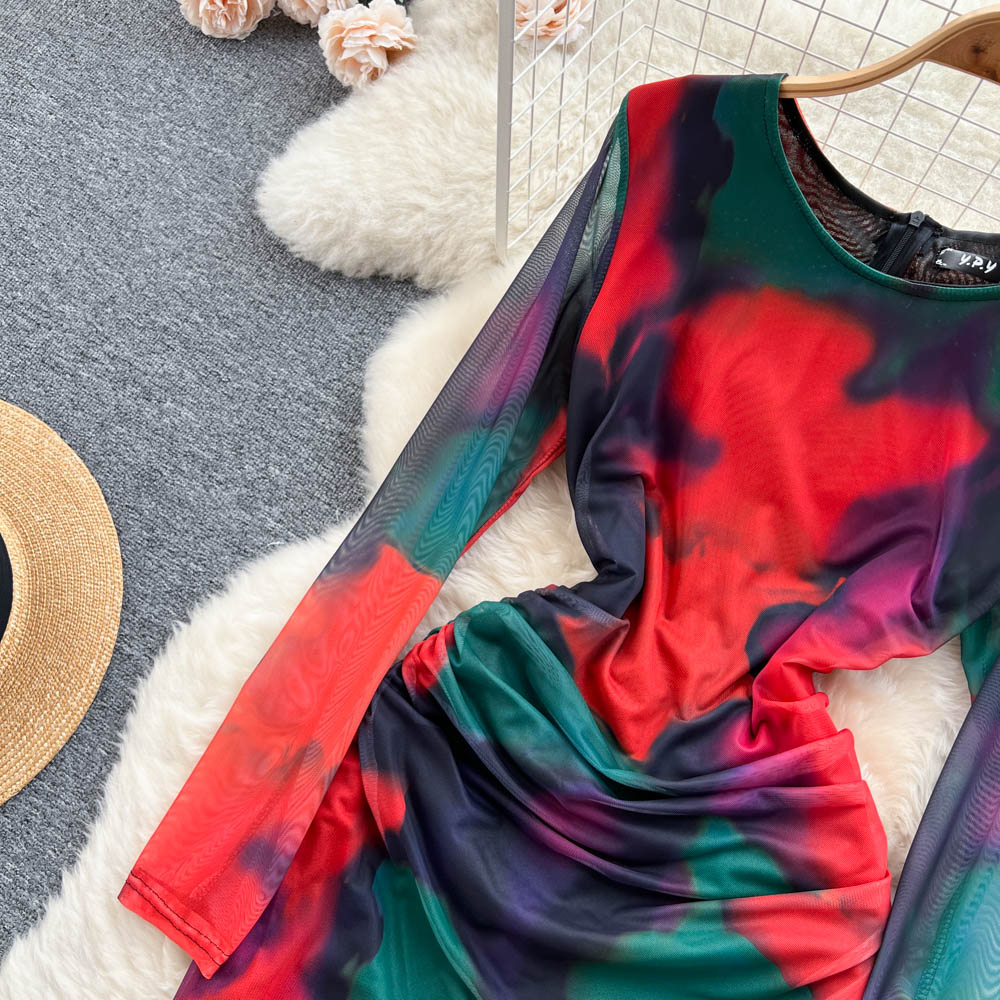 Swoosh Floral Printed Hip-wrapping Dress