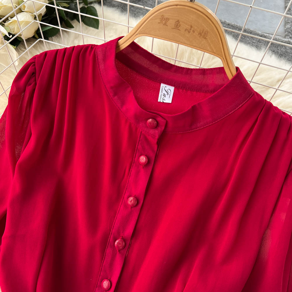 Vintage Single Breasted Chiffon Dress