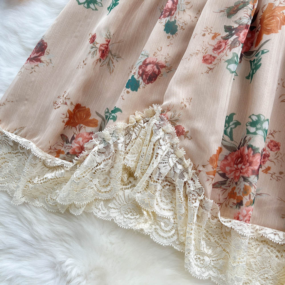 Ruffle Lace Patchwork Floral Dress