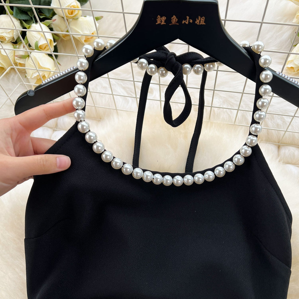 Simple Design Beaded Halter Dress