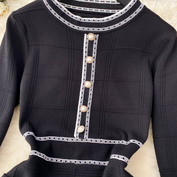 French Style Elegant Knitted Dress