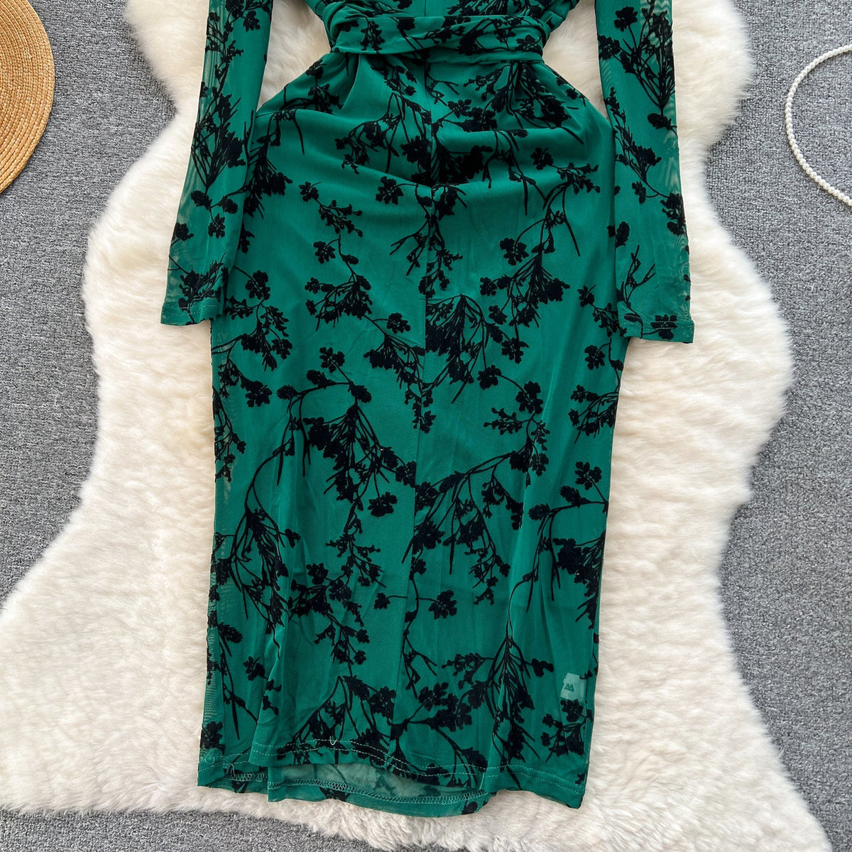 Elegant Lace-up Floral Printed Dress