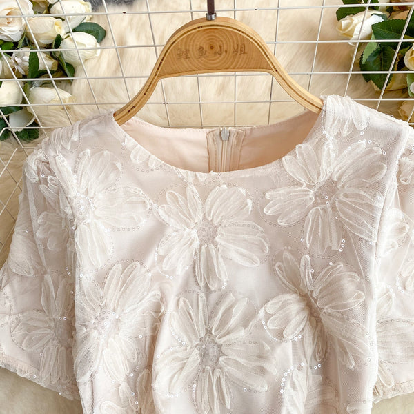 Elegant Sequined Floral Embroidered Dress