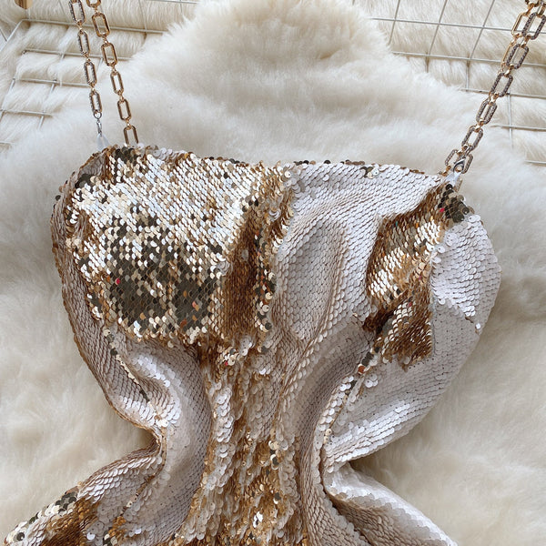 Chic Slim-fitting Sequined Party Slip Dress