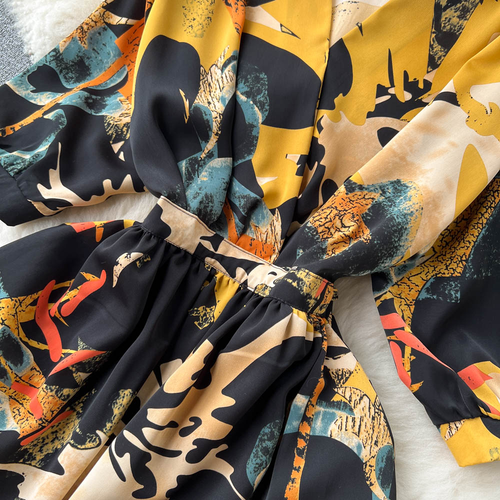 French Style Floral Printed Chiffon Dress