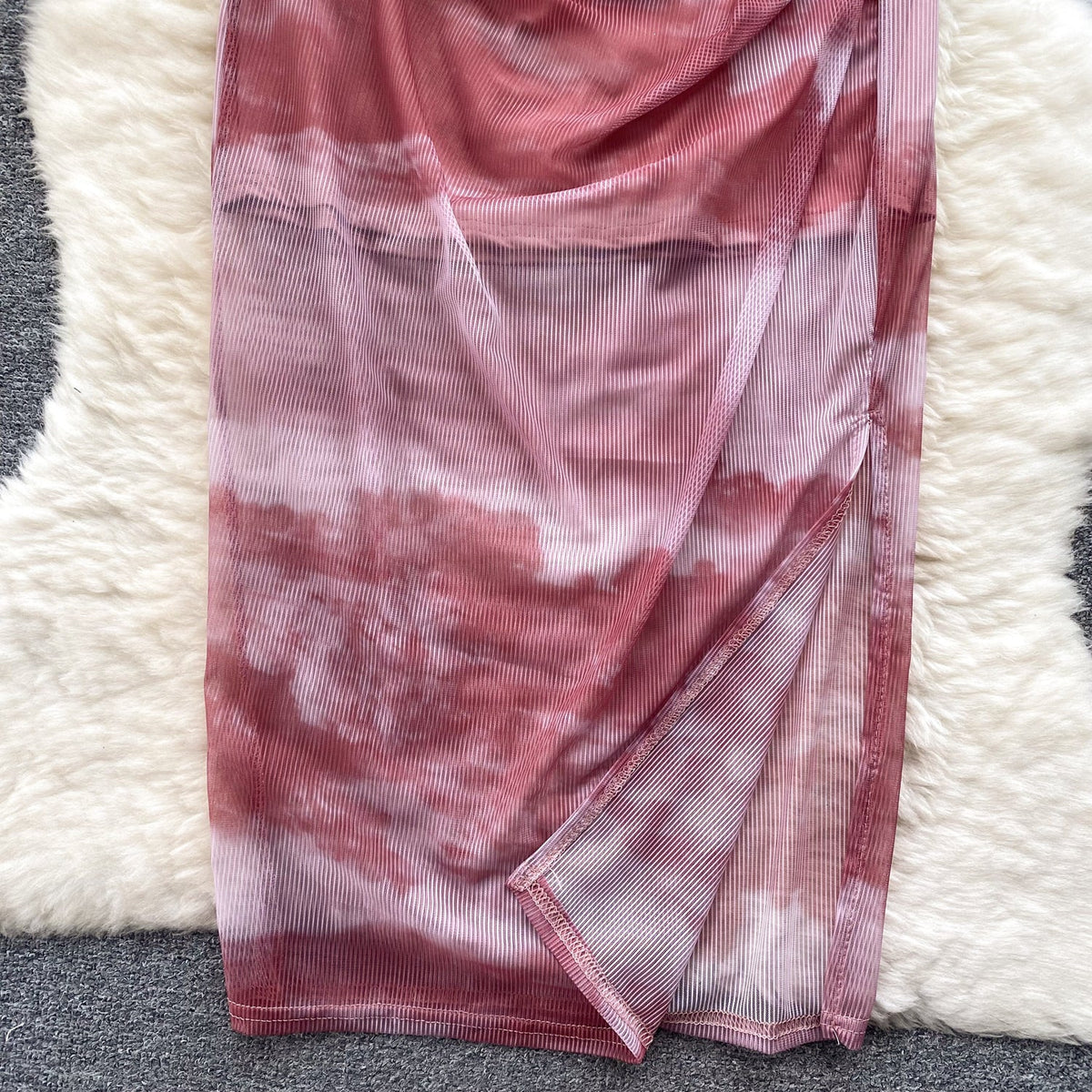 Ink Swooshed Printing 2Pcs Dress