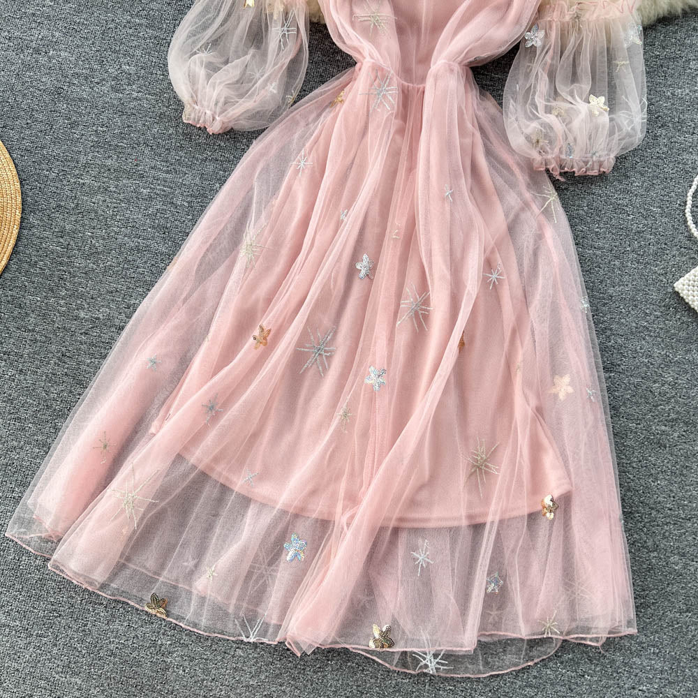 Fairy Mesh Puff Sleeve Dress