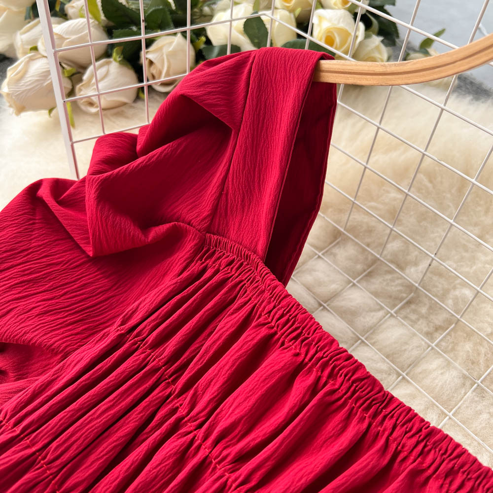 Vintage Square Collar Pleated Dress