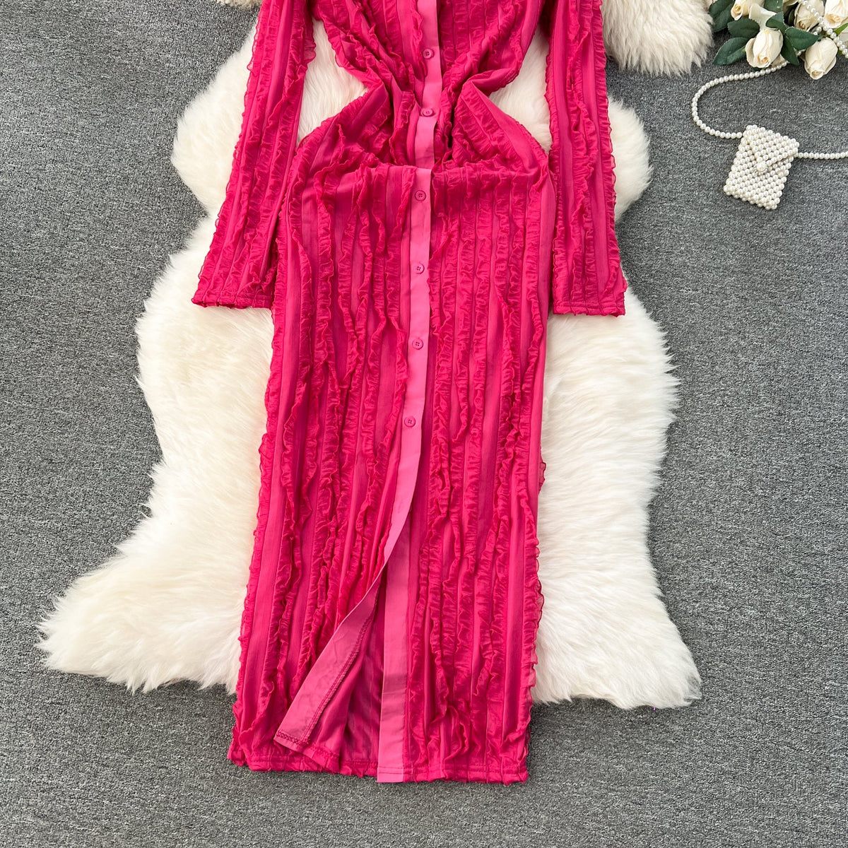 Off-shoulder Ruffled Shirt Dress