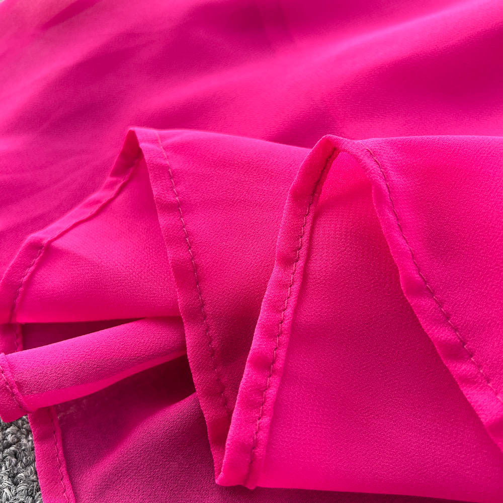 Bubble Sleeve Square Collar Chiffon Dress