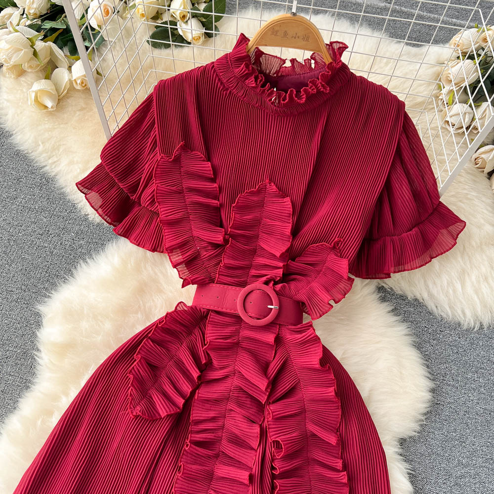 Unique Design Ruffle Short-sleeve Dress