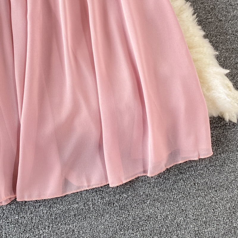 Off-shoulder Ruffle Mesh Chiffon Dress