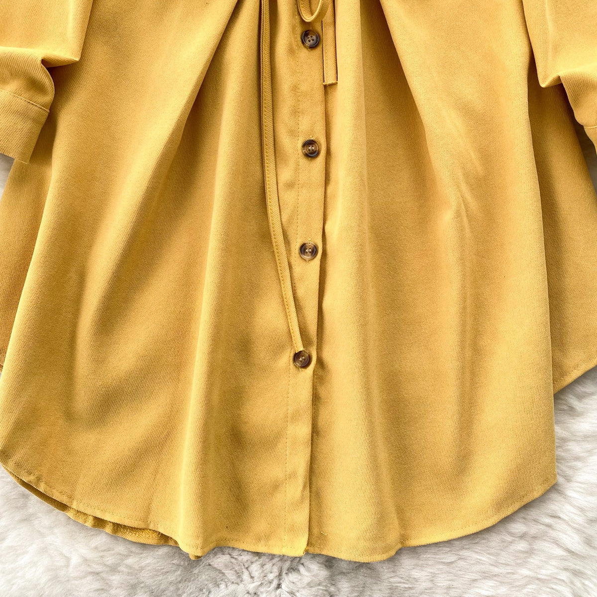 Irregular Design Lapeled Lace-up Shirt Dress