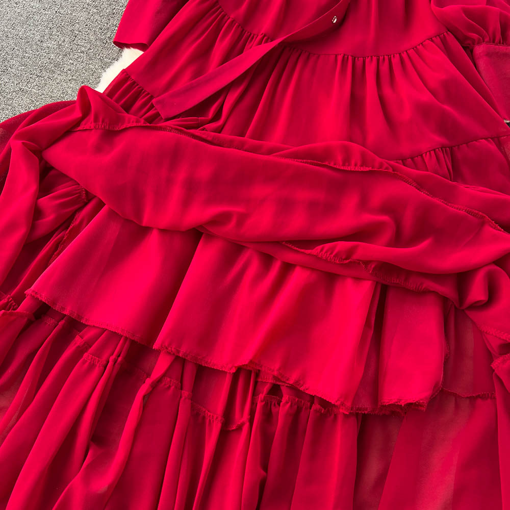 Vintage Single Breasted Chiffon Dress
