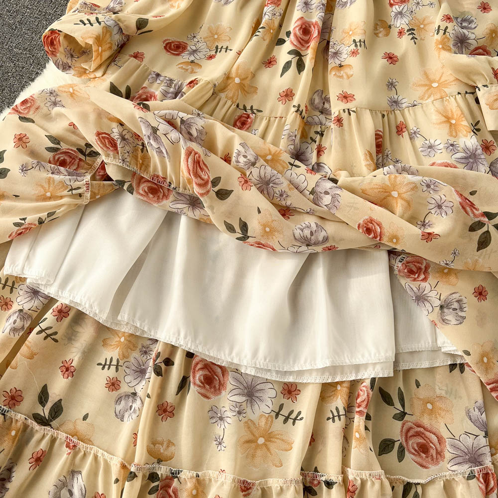 Fairy V-neck Chiffon Floral Dress