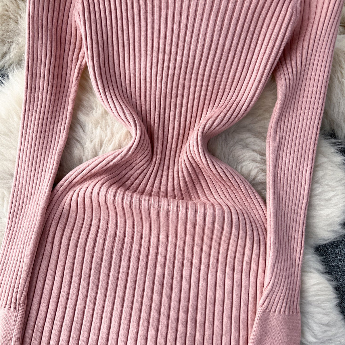 Ruffled Hem Knitted Bottoming Dress