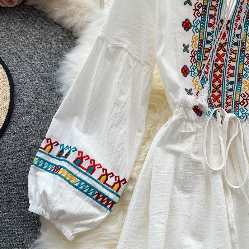 Ethnic Style Flared Sleeve Dress