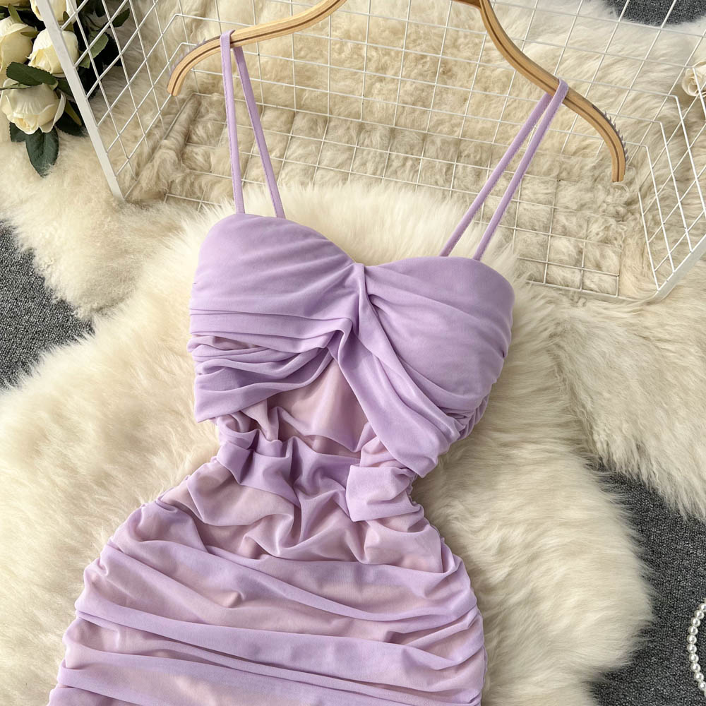 Hottie Pleated Drawstring Slip Dress