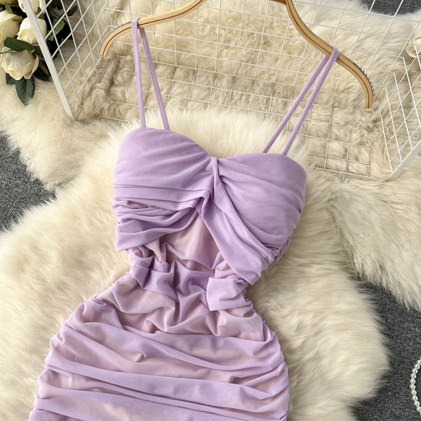 Hottie Pleated Drawstring Slip Dress