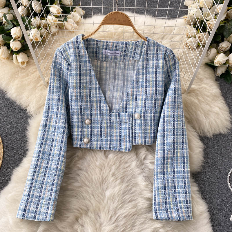 Plaid Beaded Cardigan&Tweed Dress 2PCs