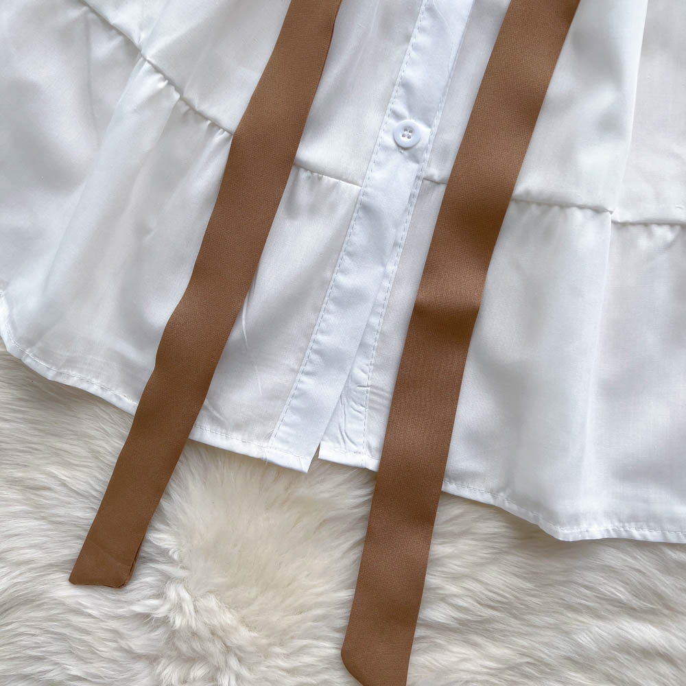 Korean Style White Dress&Waistcoat 2Pcs