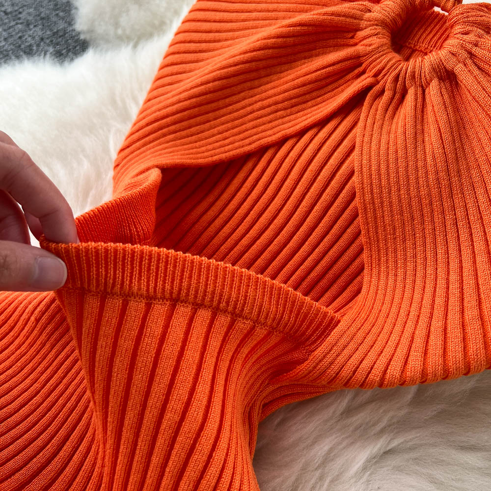 Solid Color Slim-fit Knitted Dress