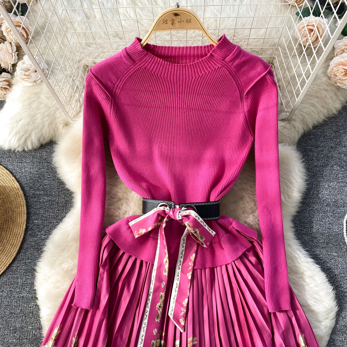 French Style Lace-up Floral Dress