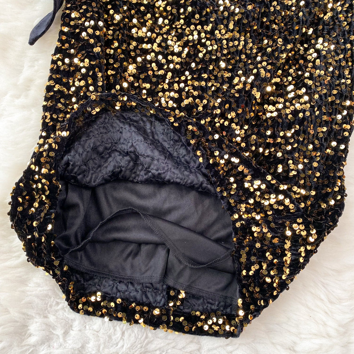 Elegant Sequin Patchwork Velvet Dress