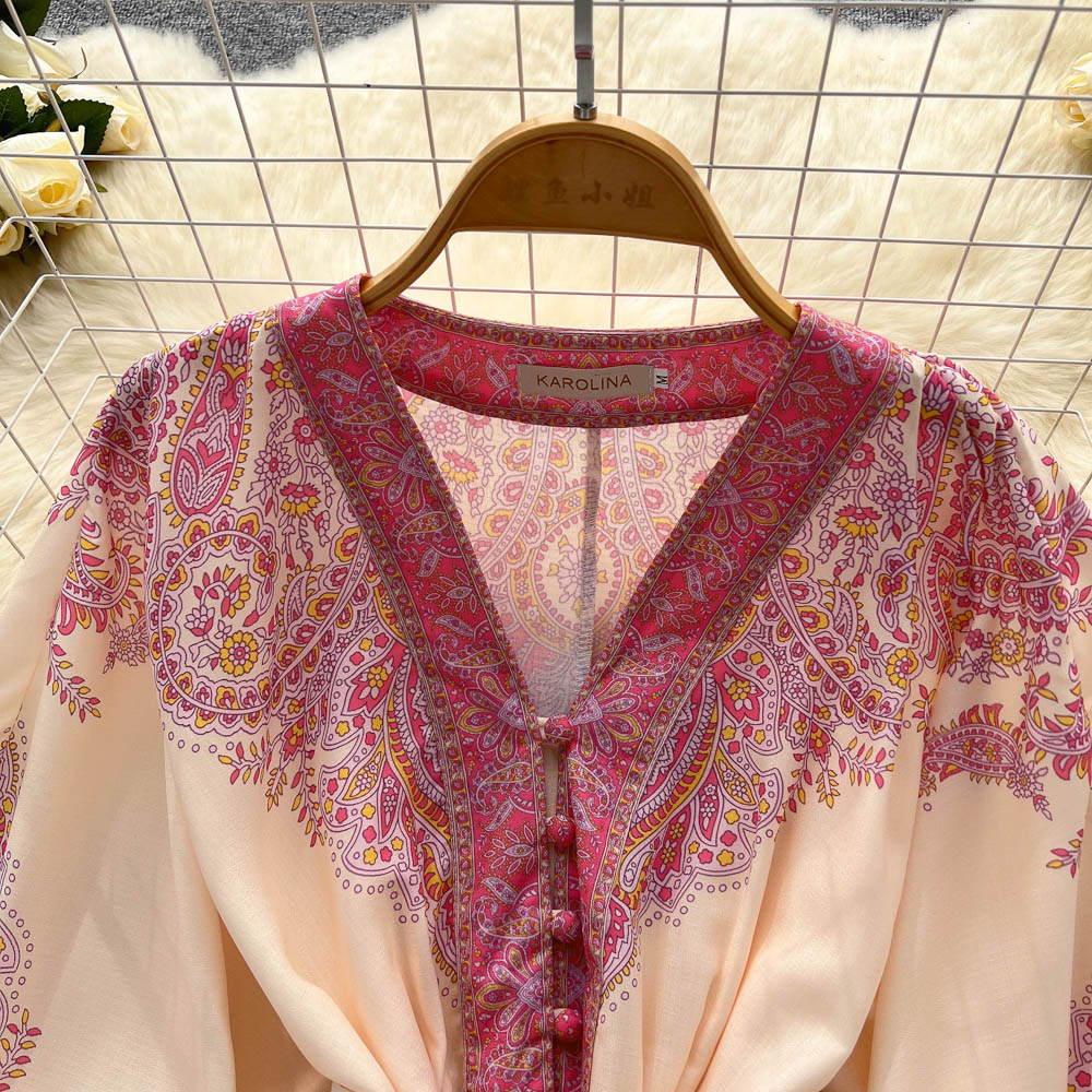 Courtly Printed Lace-up Dress